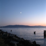 Moon at Sunset - Kayak Bellingham Bay